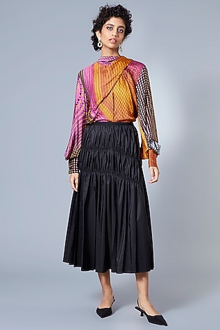 Black Ruched Skirt by Scarlet Sage