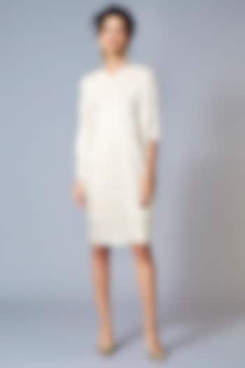 Ivory Foil Striped Summer Dress by Scarlet Sage at Pernia's Pop Up Shop