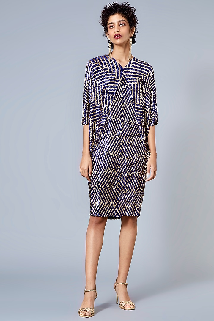 Purple & Gold Striped Summer Dress by Scarlet Sage at Pernia's Pop Up Shop