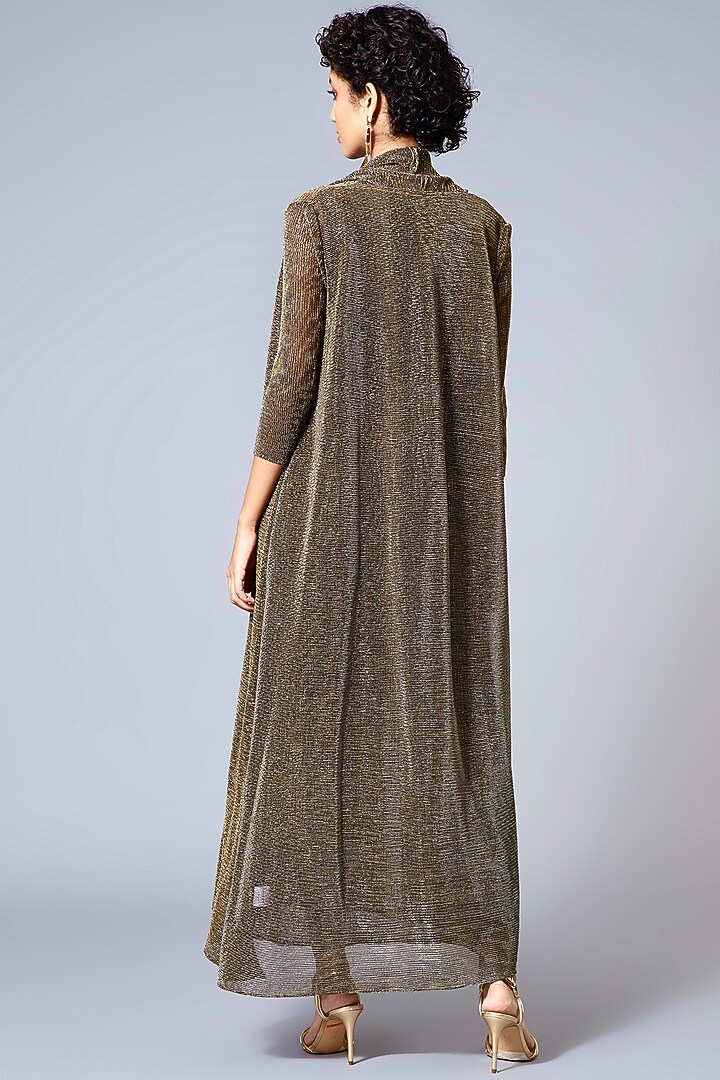 Dark Gold Polyester Jacket Summer Dress by Scarlet Sage at Pernia's Pop Up Shop