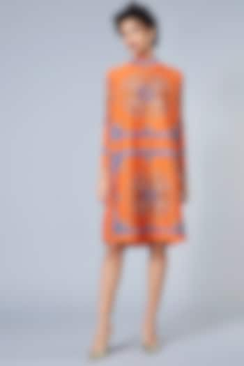 Orange Vintage Printed Dress by Scarlet Sage