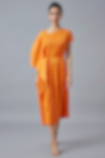 Orange Polyester Midi Summer Dress by Scarlet Sage at Pernia's Pop Up Shop