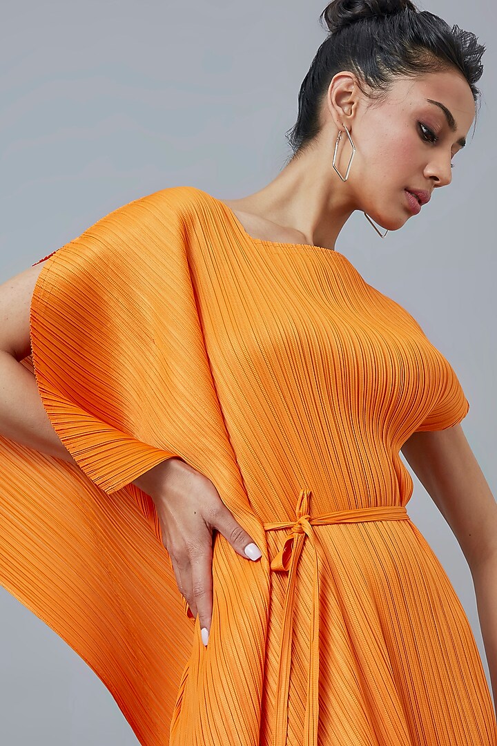Orange Polyester Midi Summer Dress by Scarlet Sage at Pernia's Pop Up Shop