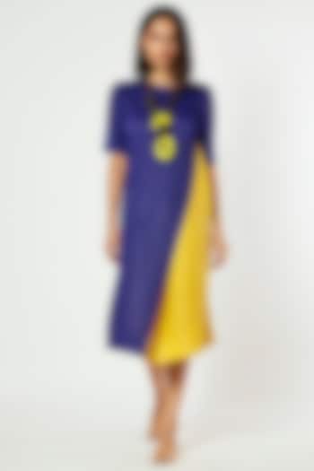 Dark Blue & Yellow Midi Summer Dress by Scarlet Sage at Pernia's Pop Up Shop
