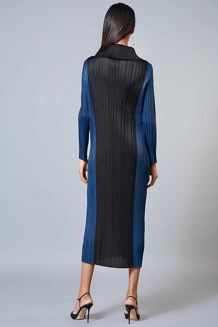 Cobalt Blue & Black Polyester Summer Dress by Scarlet Sage at Pernia's Pop Up Shop