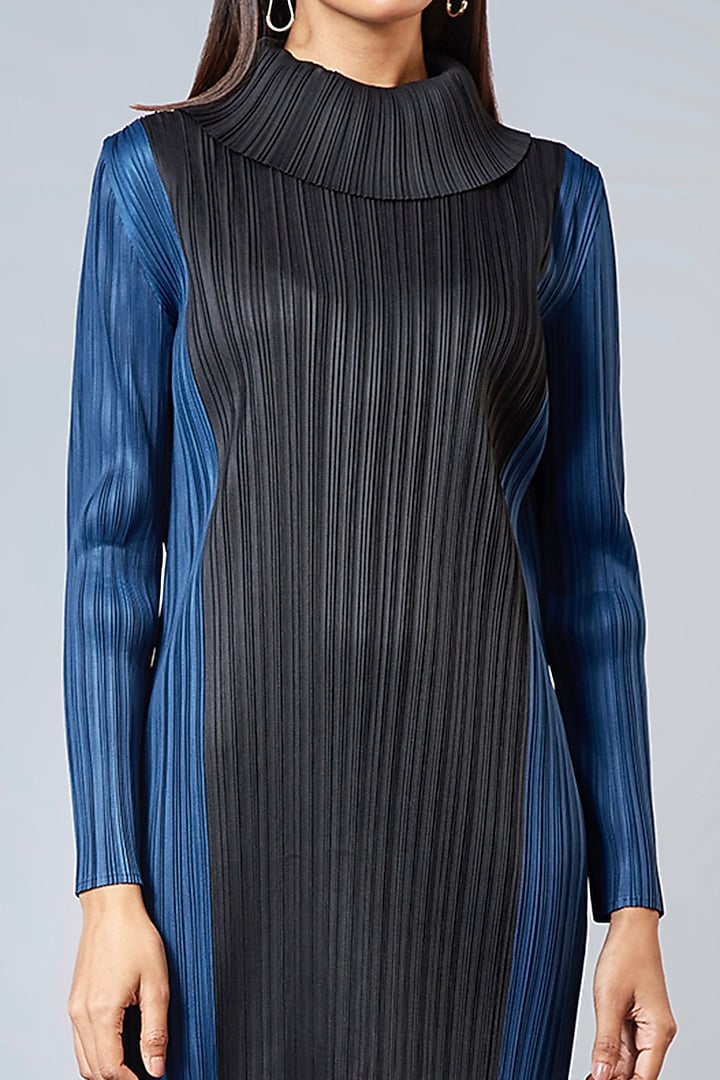 Cobalt Blue & Black Polyester Summer Dress by Scarlet Sage at Pernia's Pop Up Shop