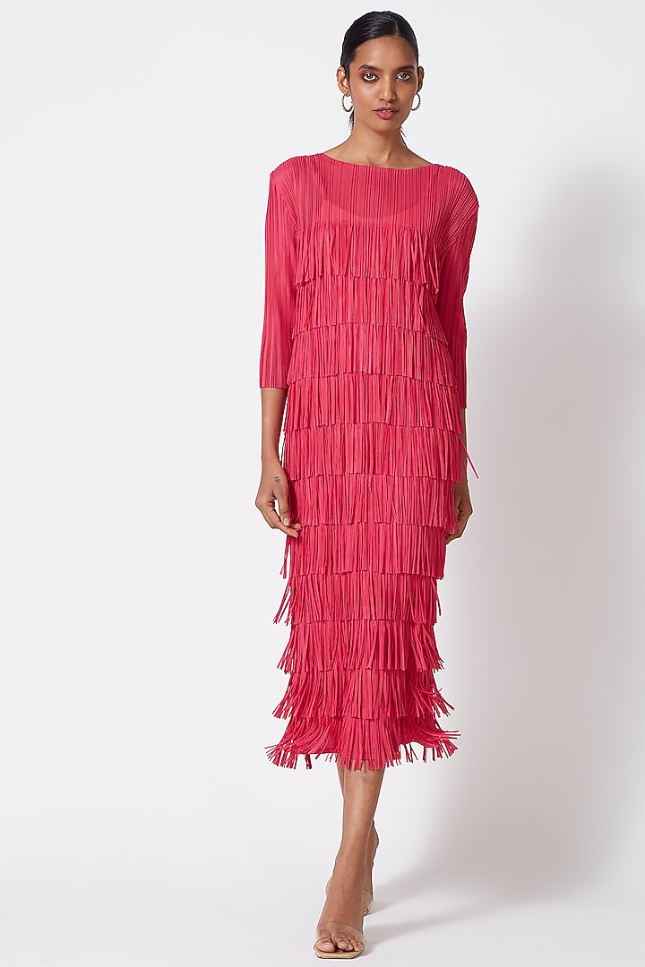 Fuchsia Polyester Knee Length Dress Design by Scarlet Sage at Pernia's Pop  Up Shop 2026