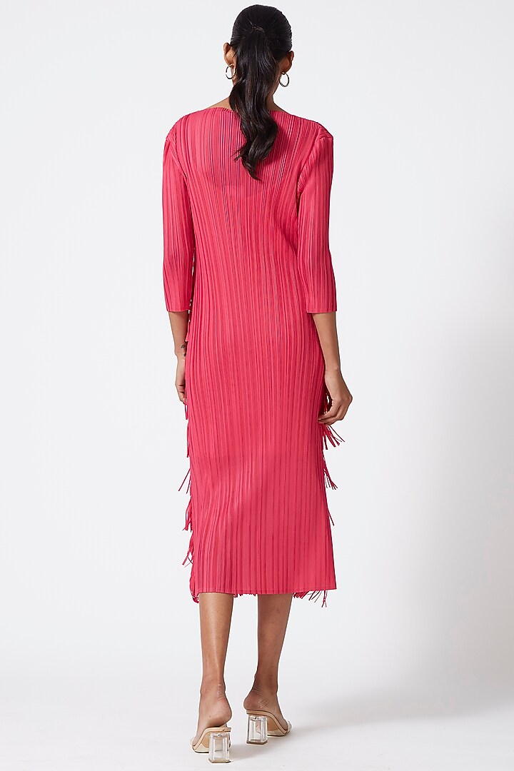 Fuchsia Polyester Knee Length Dress Design by Scarlet Sage at Pernia's Pop Up Shop 2026