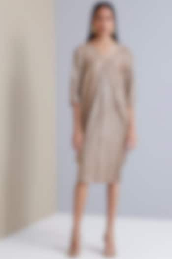 Beige Polyester Knee-Length Dress by Scarlet Sage at Pernia's Pop Up Shop