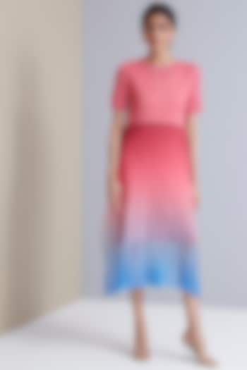 Pink & Blue Ombre Net Shift Dress by Scarlet Sage