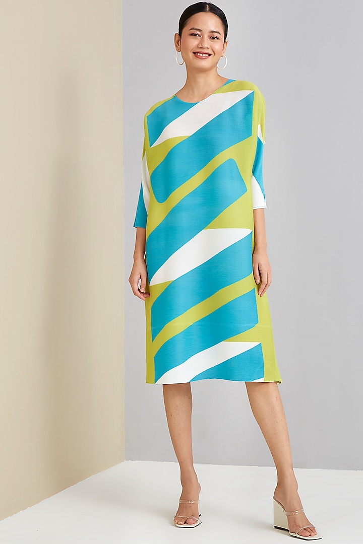 Lime Polyester Printed Dress by Scarlet Sage
