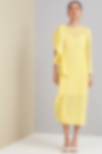 Lemon Yellow Polyester Summer Dress by Scarlet Sage at Pernia's Pop Up Shop