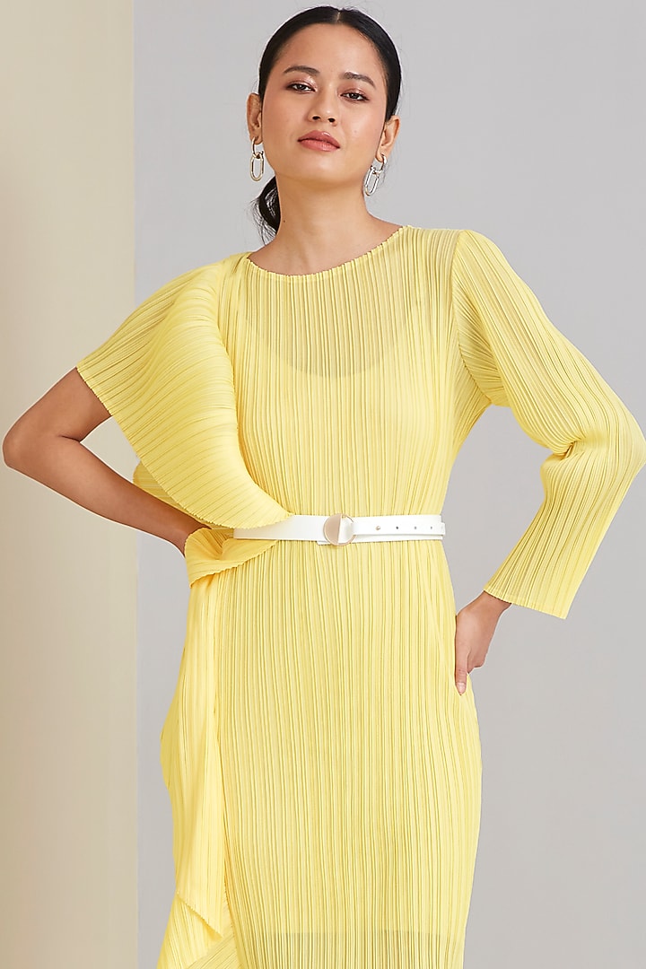 Lemon Yellow Polyester Summer Dress by Scarlet Sage at Pernia's Pop Up Shop