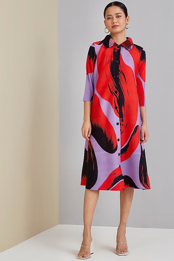 Lavender Polyester Printed Summer Dress by Scarlet Sage at Pernia's Pop Up Shop