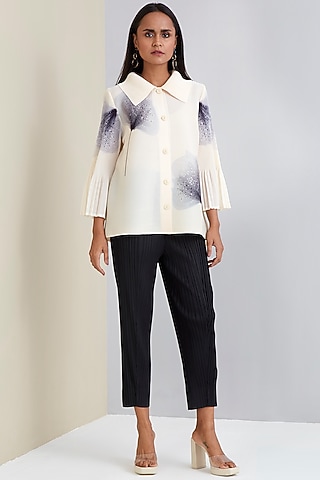 Off-White Polyester Shirt Top by Scarlet Sage