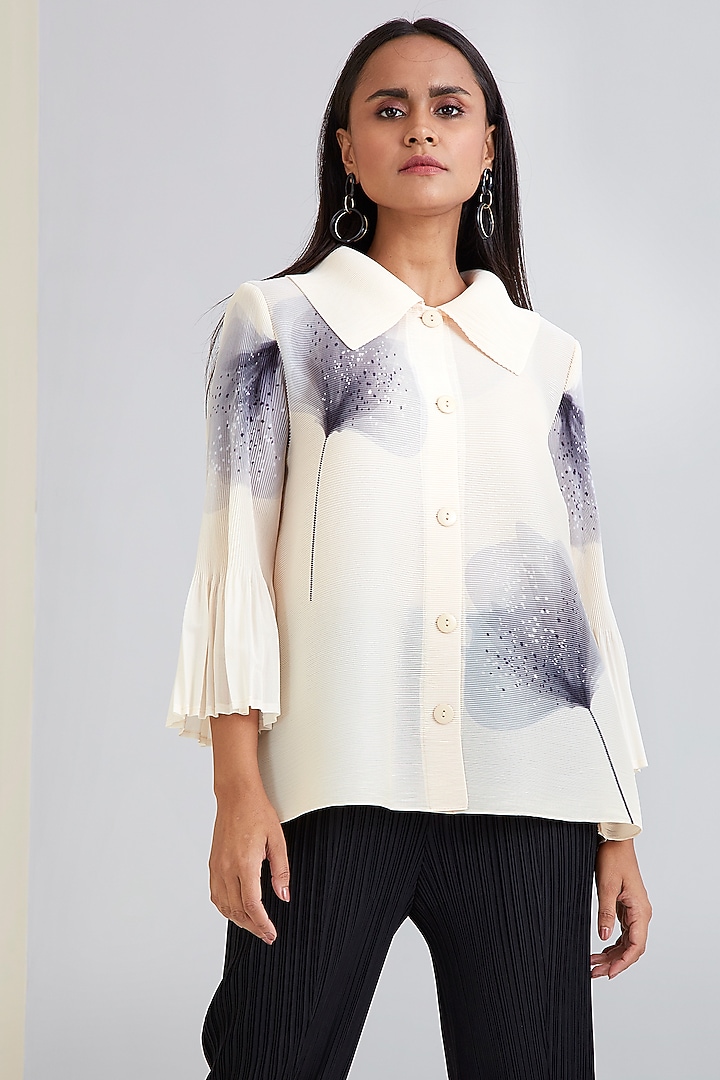 Off-White Polyester Shirt Top by Scarlet Sage at Pernia's Pop Up Shop