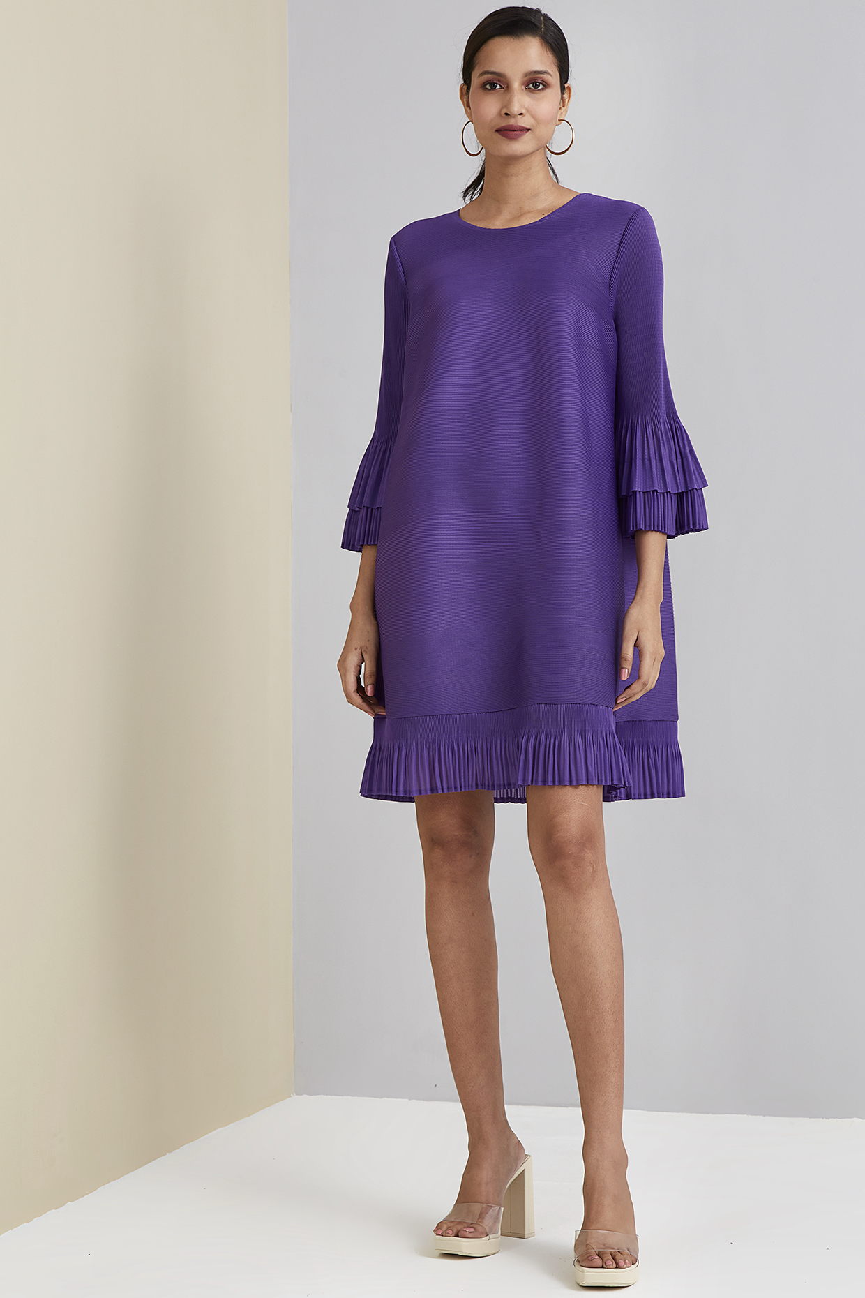 Purple Polyester A-Line Dress by Scarlet Sage