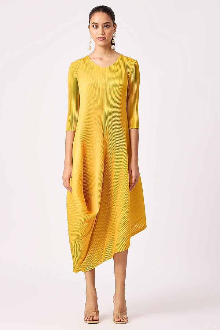 Yellow Polyester Summer Dress by Scarlet Sage at Pernia's Pop Up Shop