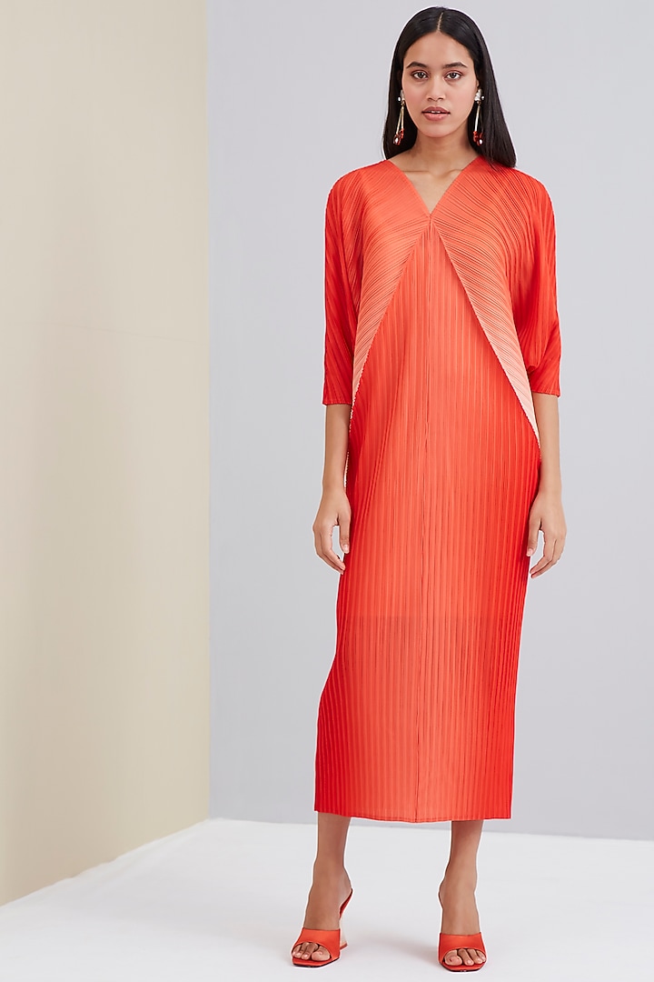 Orange Ombre Draped Summer Dress by Scarlet Sage at Pernia's Pop Up Shop