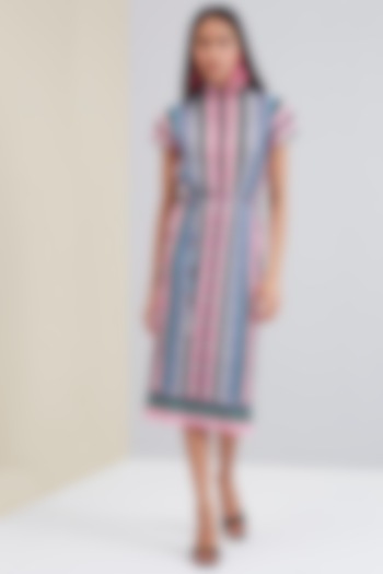 Pink & Blue Striped Shift Summer Dress by Scarlet Sage at Pernia's Pop Up Shop