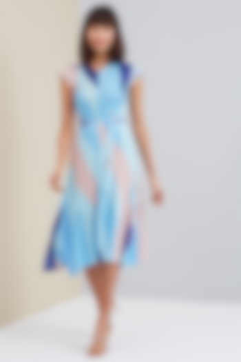 Capri Blue Printed Summer Dress by Scarlet Sage at Pernia's Pop Up Shop