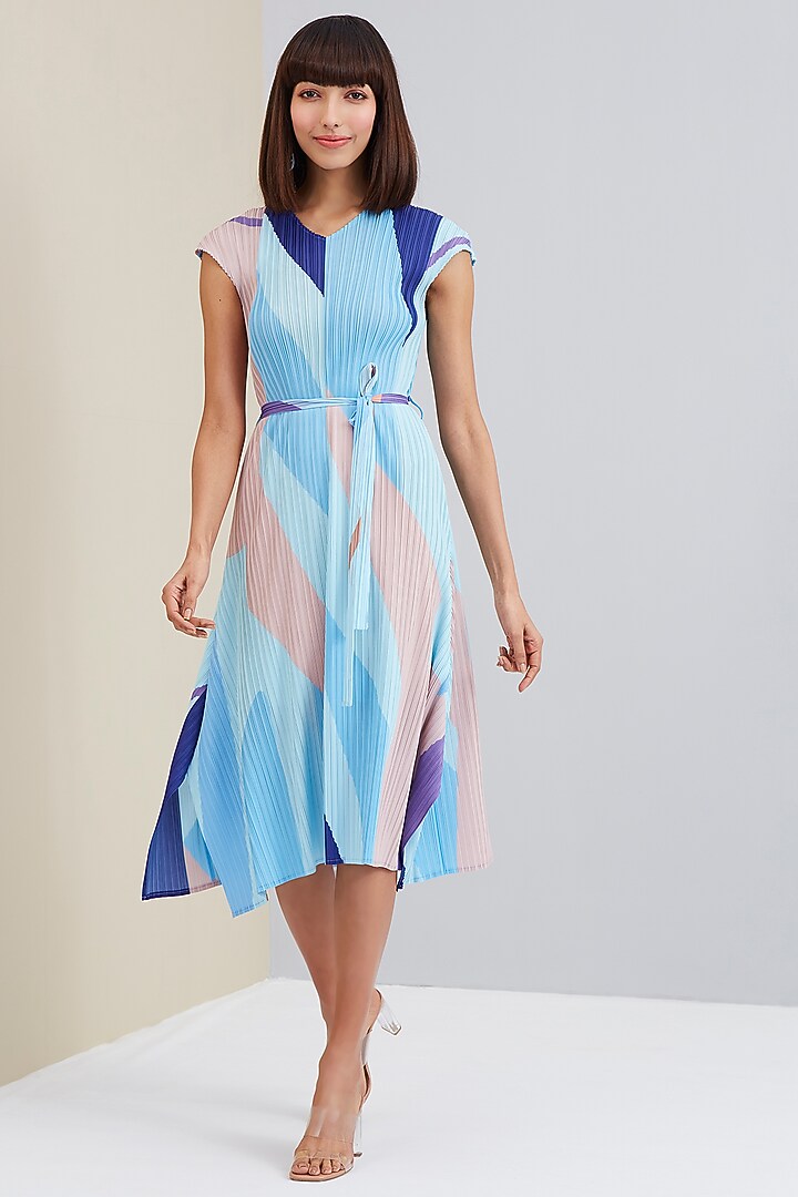 Capri Blue Printed Summer Dress by Scarlet Sage at Pernia's Pop Up Shop