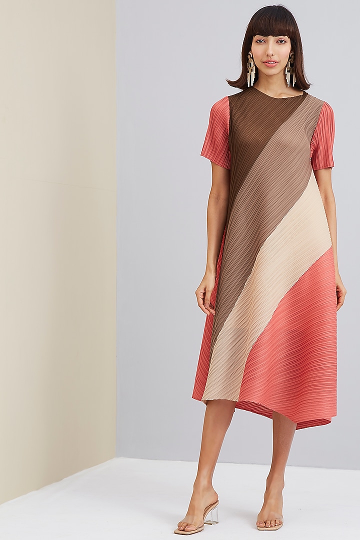 Coral Color Block Asymmetrical Dress by Scarlet Sage at Pernia's Pop Up  Shop 2026