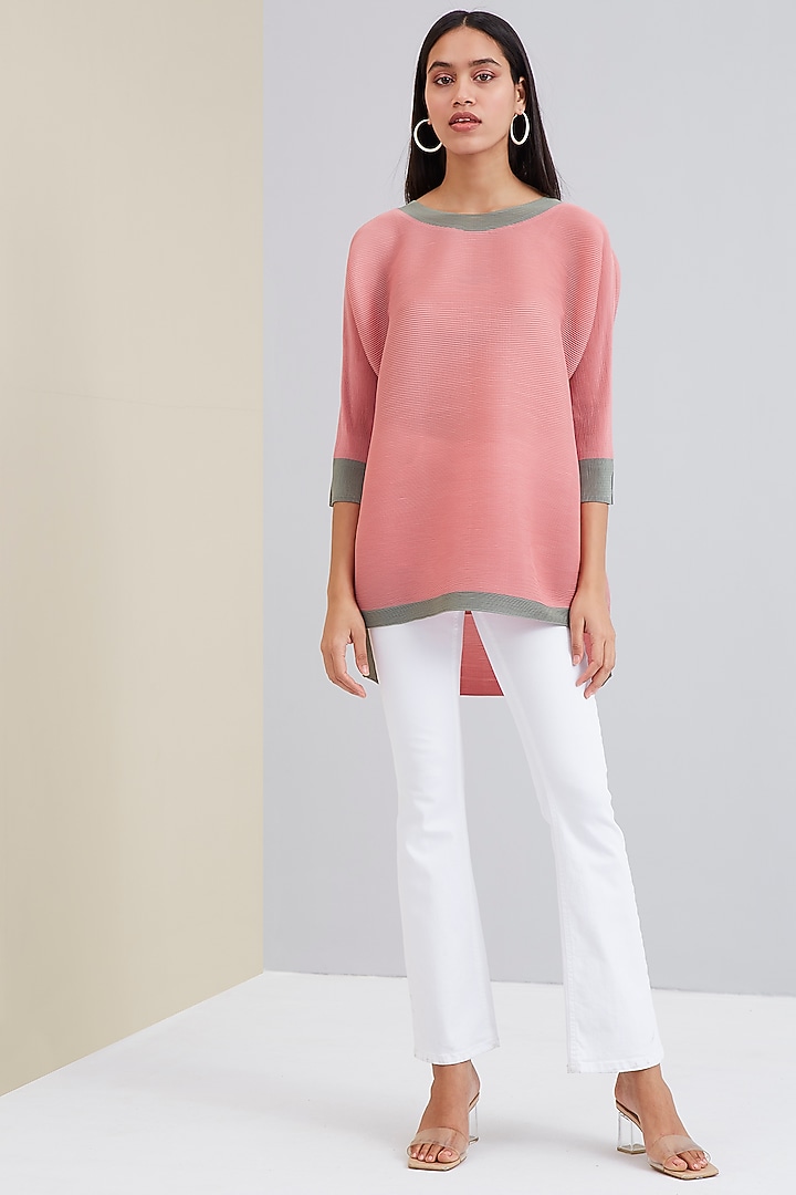 Pink Polyester High-Low Top by Scarlet Sage at Pernia's Pop Up Shop