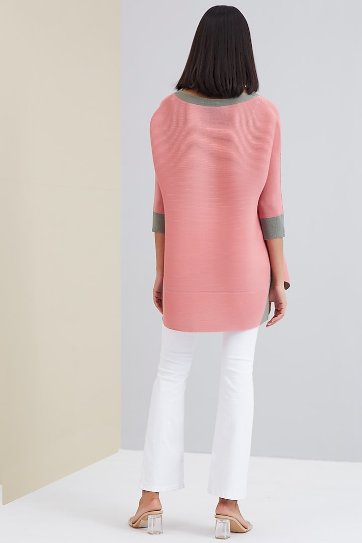 Pink Polyester High-Low Top by Scarlet Sage at Pernia's Pop Up Shop