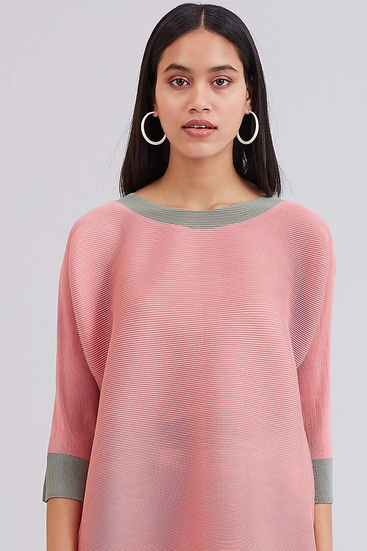 Pink Polyester High-Low Top by Scarlet Sage at Pernia's Pop Up Shop