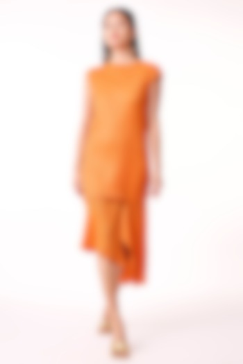 Orange Polyester Midi Summer Dress by Scarlet Sage at Pernia's Pop Up Shop