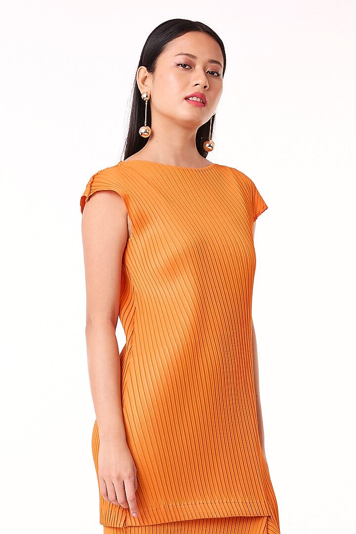 Orange Polyester Midi Summer Dress by Scarlet Sage at Pernia's Pop Up Shop
