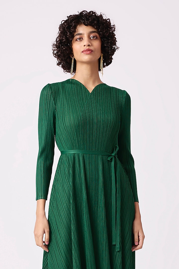 Dark Green Polyester A-Line Midi Dress Design by Scarlet Sage at Pernia's Pop Up Shop 2026 Dark Green Polyester A-Line Midi Dress Design by Scarlet Sage at Pernia's Pop Up Shop 2026