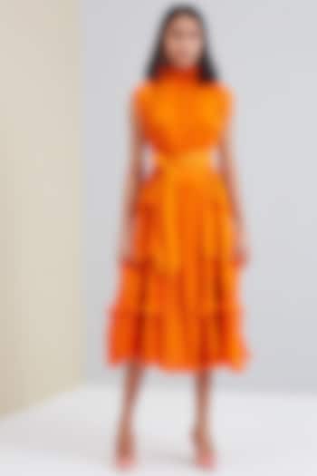 Orange Ruffled Summer Dress by Scarlet Sage at Pernia's Pop Up Shop