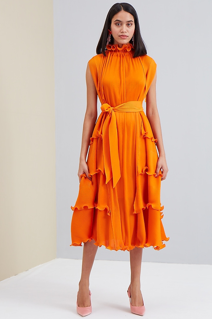 Orange Ruffled Summer Dress by Scarlet Sage at Pernia's Pop Up Shop