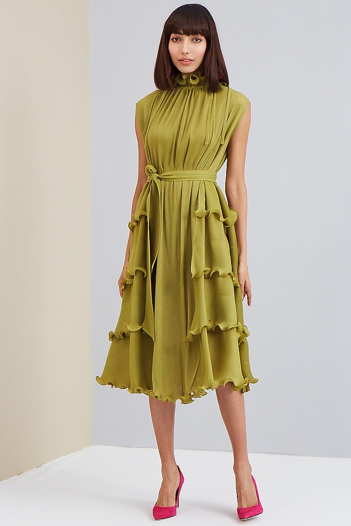 Pear Green Ruffled Dress by Scarlet Sage at Pernia's Pop Up Shop 2026