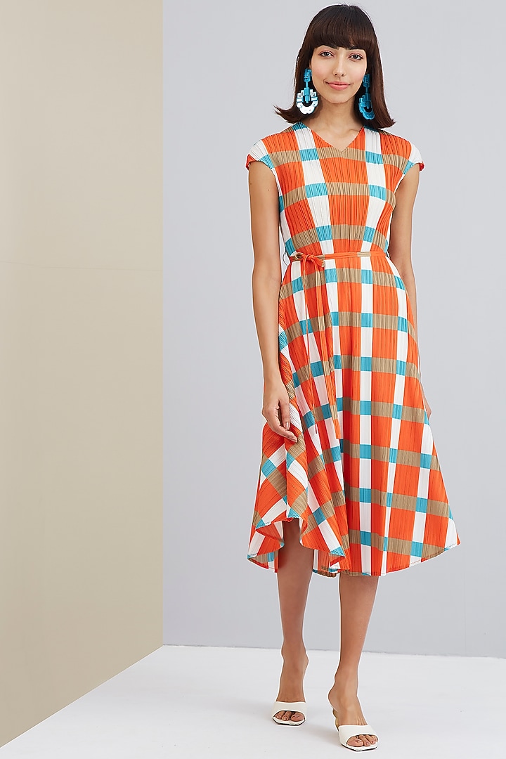 Orange Checkered Summer Dress by Scarlet Sage at Pernia's Pop Up Shop