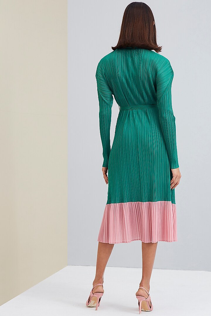Green Pleated Shirt Dress by Scarlet Sage at Pernia's Pop Up Shop 2026