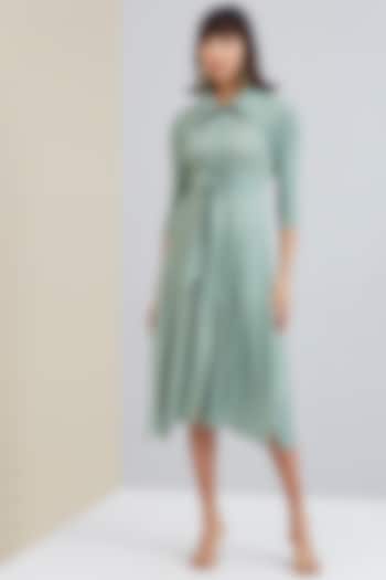 Mint Asymmetrical Shirt Dress by Scarlet Sage