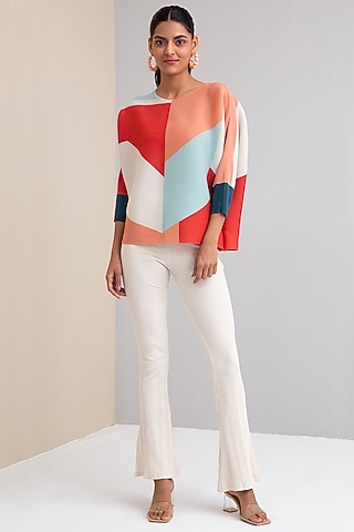 Coral Color-Blocked Top by Scarlet Sage