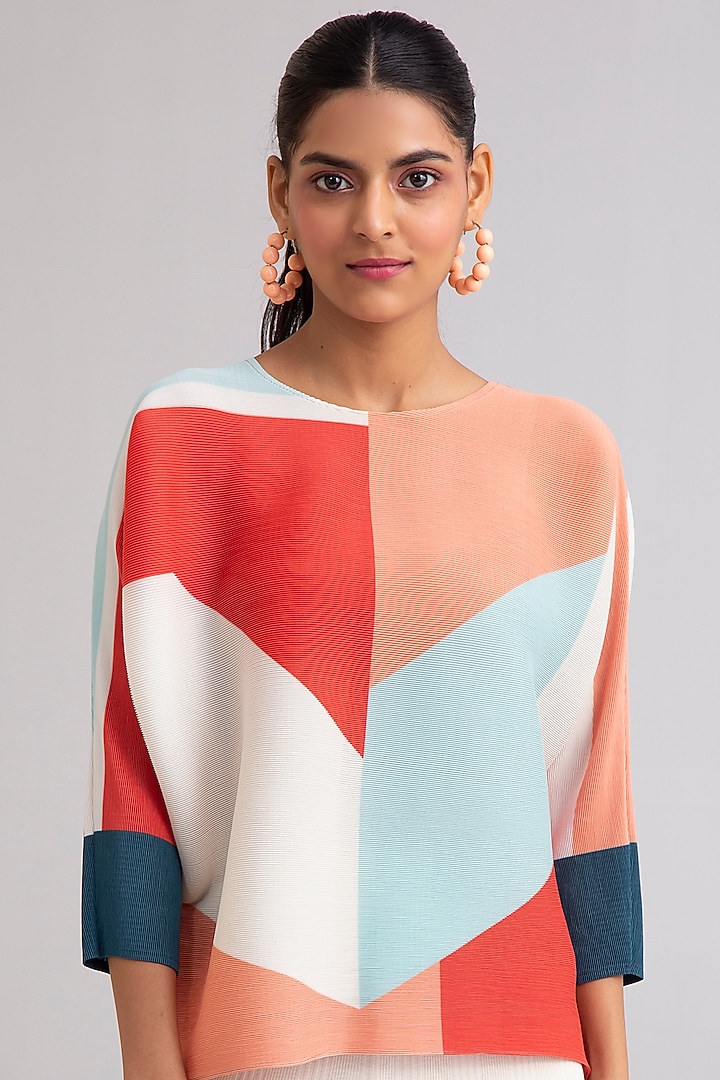 Coral Color-Blocked Top by Scarlet Sage at Pernia's Pop Up Shop