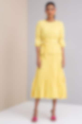 Lemon Yellow Pleated Co-Ord Set by Scarlet Sage