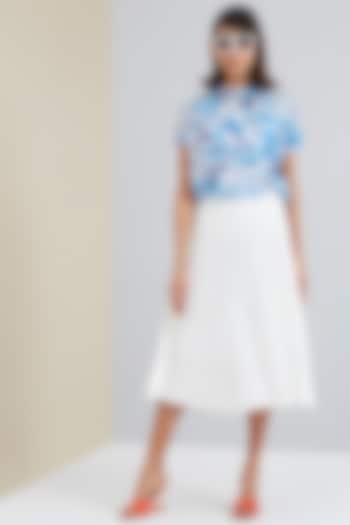 White Textured Satin Skirt by Scarlet Sage at Pernia's Pop Up Shop