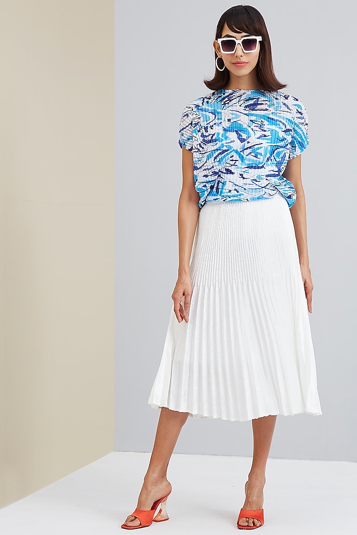 White Textured Satin Skirt by Scarlet Sage at Pernia's Pop Up Shop