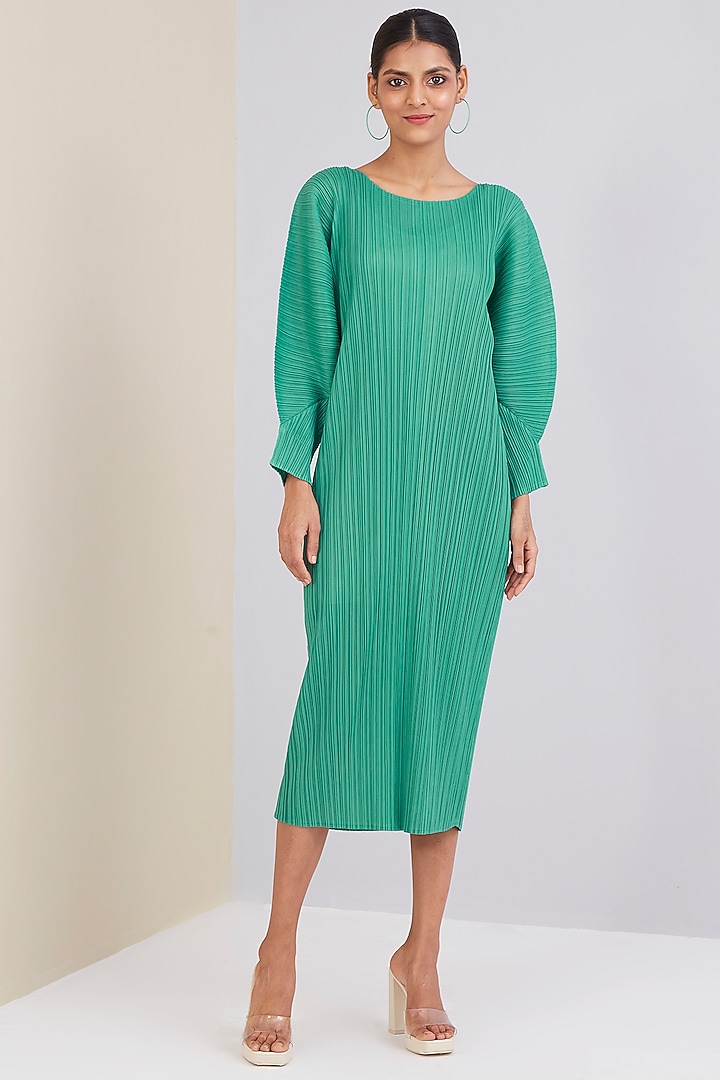 Viridian Green Polyester Summer Dress by Scarlet Sage at Pernia's Pop Up Shop Viridian Green Polyester Summer Dress by Scarlet Sage at Pernia's Pop Up Shop