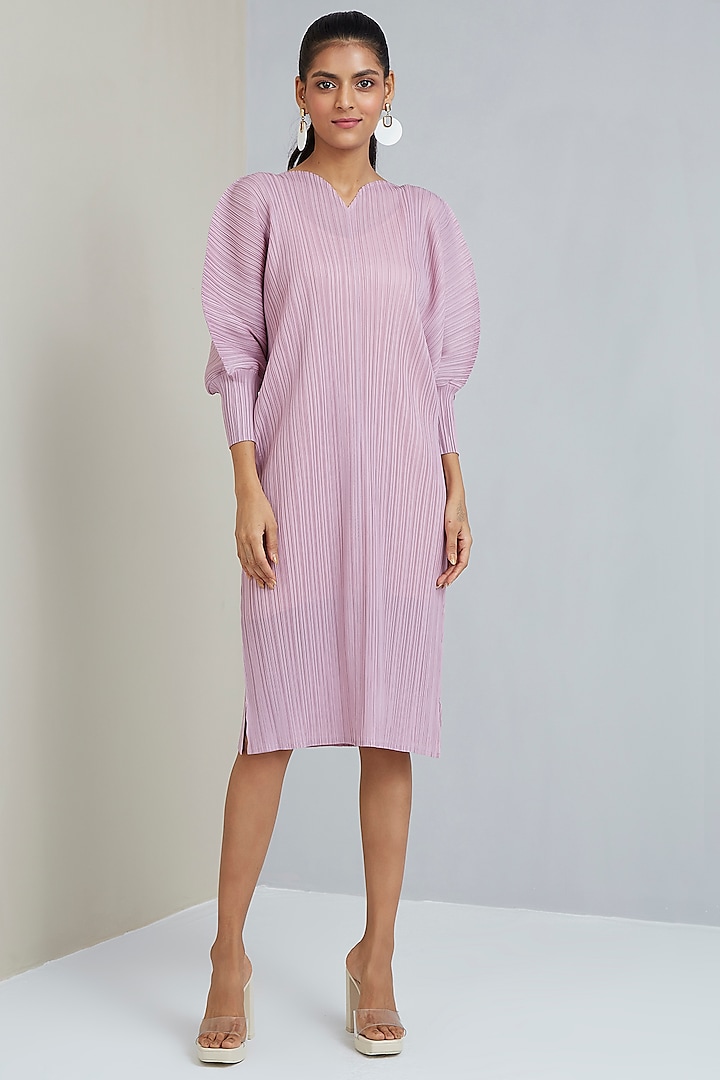 Onion Pink Polyester Dress by Scarlet Sage