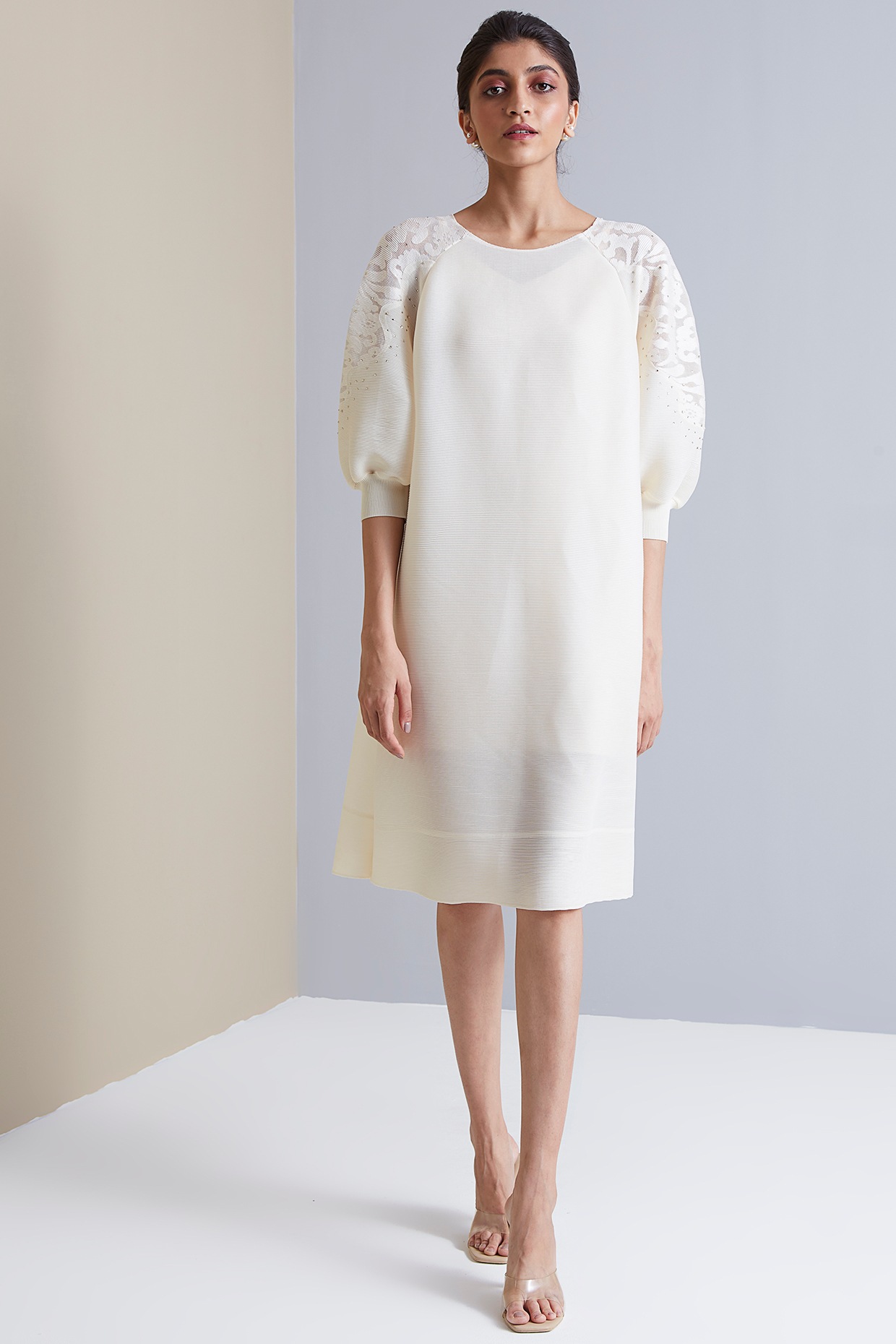 open lace back dress Joseph Ribkoff Mini High Neck Shift Dress