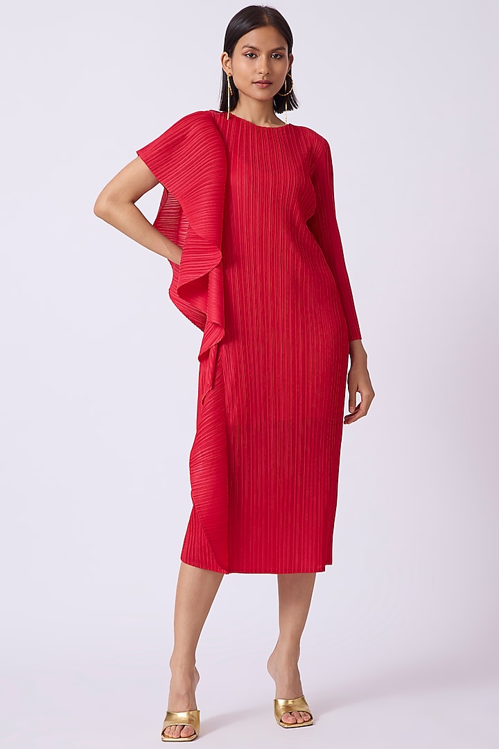 Red Polyester Dress by Scarlet Sage
