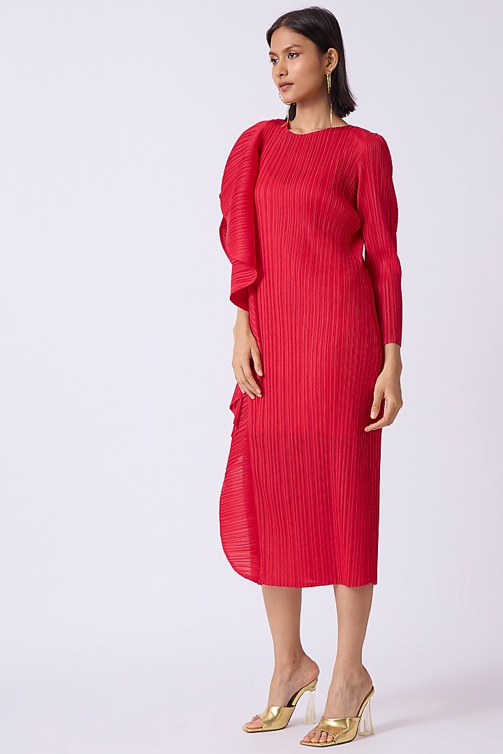 Red Polyester Summer Dress by Scarlet Sage at Pernia's Pop Up Shop