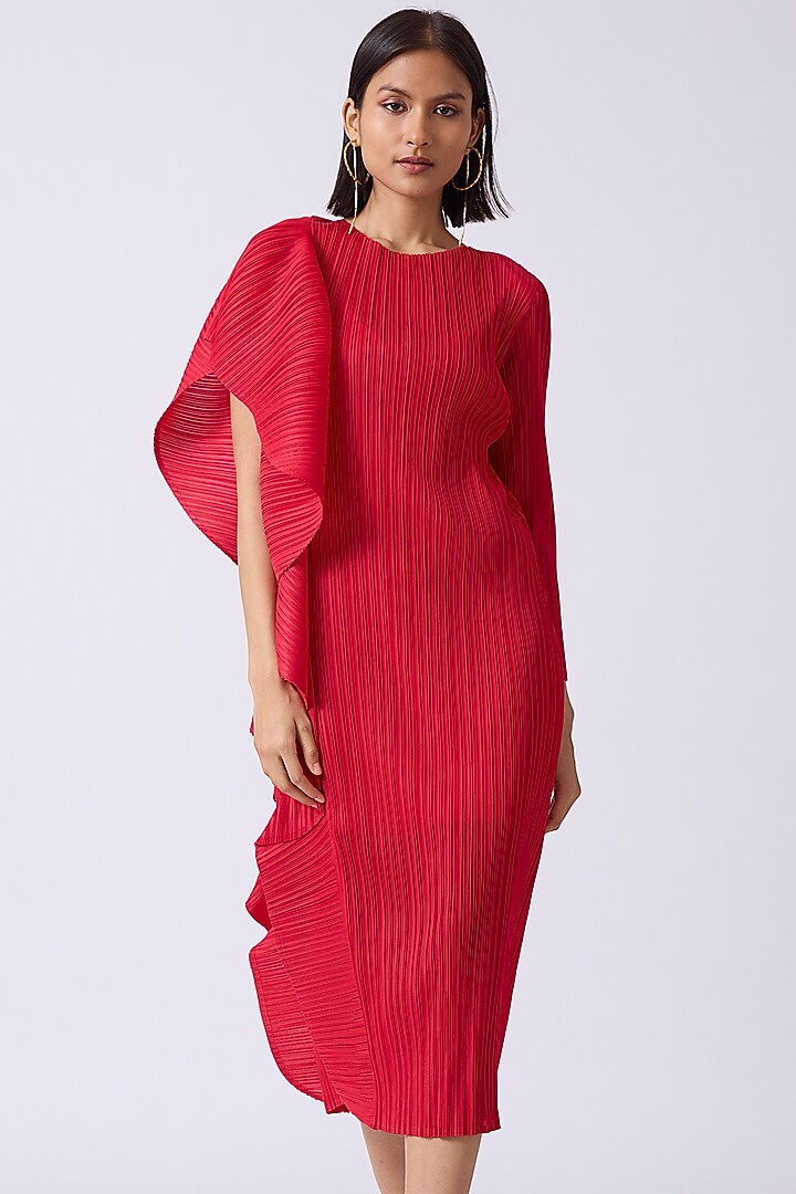 Red Polyester Summer Dress by Scarlet Sage at Pernia's Pop Up Shop